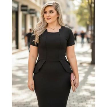 Imagem de Vestido Midi Peplum Blazer Moda Feminina Evangélica - Miss FLOWER, Pre