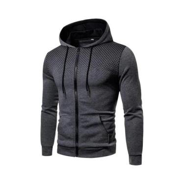 Imagem de Moletom Masculino Slim Fit Com Zíper E Bolso, Estampa De Poá, Esportiv