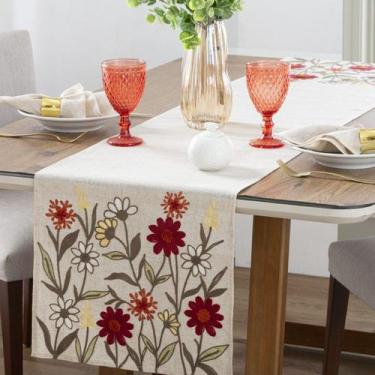 Imagem de Caminho de Mesa Bordado Washington Linho 40x150cm Jolitex