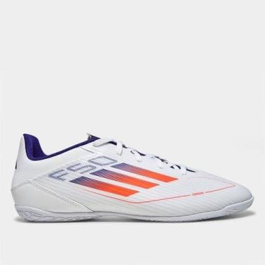 Imagem de Chuteira Futsal Adidas F50 Club Adulto, 43, Branco, Azul