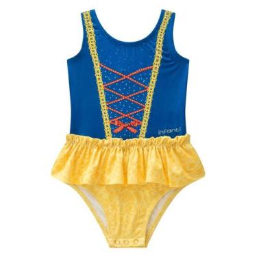 Imagem de Maiô Infantil Princesas com Proteção UV50+  Moda Praia Kids, Azul, 2 a