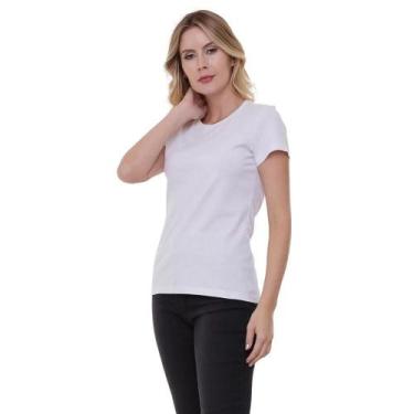 Imagem de Blusa Baby Look Básica Malwee Manga Curta Feminina Branca, M, Branco