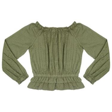 Imagem de Blusa Juvenil Look Jeans Ciganinha Collor, Verde, 8