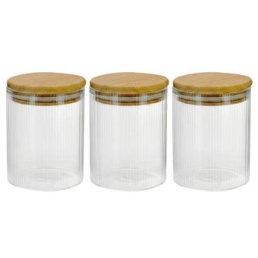Imagem de Kit Potes de Vidro com Tampa Bambu 350ml Tuut Porta Mantimento Herméti