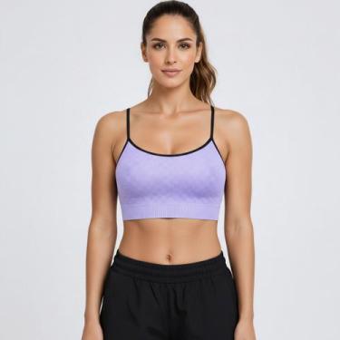 Imagem de Top Selene Quadriculado Sem Costura com Bojo Removível Feminino Roxo, 
