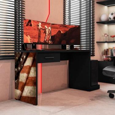 Imagem de Mesa Gamer DRX 9000 Bandeira EUA Multiuso Com 3 Gavetas - Móveis Leão,