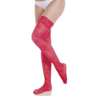 Imagem de Meia Calça 7/8 Tule Rosas Com Renda Siliconada W06026 - Trifil, Vermel
