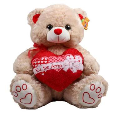 Imagem de Urso De Pelúcia 50cm Sentado Com Coração Eu Te Amo FE7131 - Fizzy, Cre
