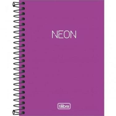Imagem de Caderneta Espiral Capa Plástica 1/8 sem Pauta Neon Roxo 80 Folhas da T