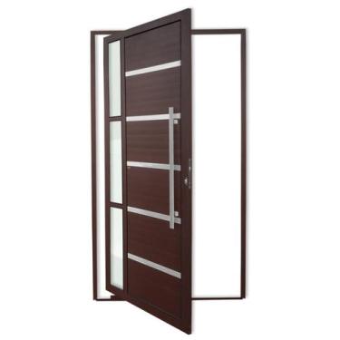 Imagem de Porta de Alumínio Pivotante Lambril 210x100cm com Puxador Corten Super