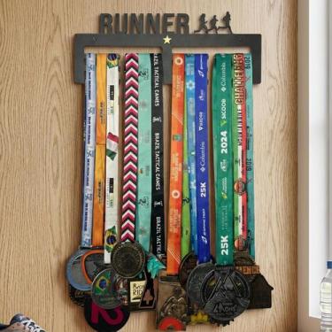 Imagem de Kit com 2 Suportes Quadro Porta Medalhas MDF Expositor para 36 Medalha
