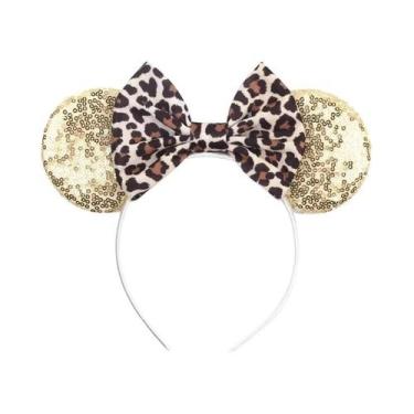 Imagem de Tiara De Orelhas De Leopardo Para Meninas, Faixa De Cabelo Com Laço Mo