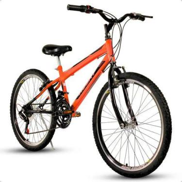 Imagem de Bicicleta Aro 24 Infantil Menino Menina 18v Volt Husky Cor Laranja Tam