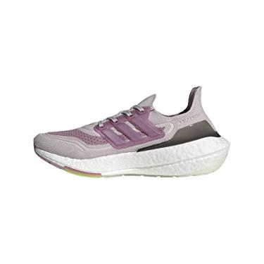 Imagem de adidas Tênis de corrida feminino Ultraboost 21, Roxo gelo/branco/rosa, 8.5