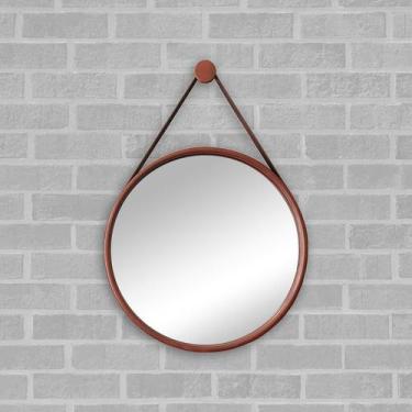 Imagem de Espelho Redondo Decorativo Adnet 50cm Moldura Alumínio Cobre Com Alça