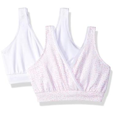 Imagem de PLAYTEX Sutiã feminino de amamentação para dormir, pacote com 2, pacote com 02, Branco/Pequeno Estampa Floral Pêssego Suave, P