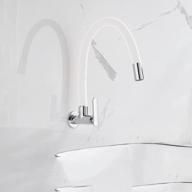 Imagem de Torneira universal para pia fria simples na parede, torneira giratória para máquina de lavar roupa, esfregão, torneira para piscina, torneira externa para lavar as mãos, tubo branco