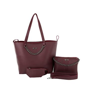 Imagem de Bolsa Kit Feminina Sacola Necessarie e Porta Cartão Retta (Vinho)