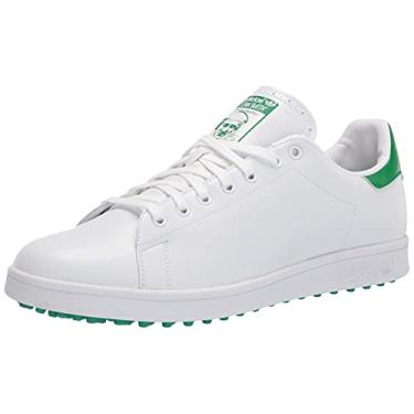 Imagem de adidas Sapato de golfe unissex adulto Stan Smith Primegreen edição especial Spikeless, Branco/Verde/Branco, 10