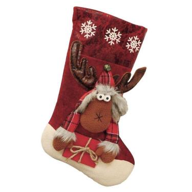 Imagem de Bota Meia Natalina Decoração Rena Tecido E Pelúcia 43Cm