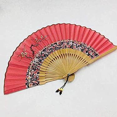 Imagem de KRASS Ventilador dobrável estilo japonês, ventilador de seda, ventilador de seda, presentes de viagem, decoração de casa, ventilador Cheongsam, ventilador dobrável infantil, ventilador dobrável pequeno pintado à mão, colecionador88