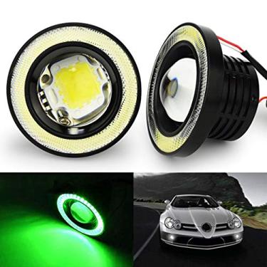 Imagem de SOCAL-LED 3,5" Verde redondo COB Lâmpadas LED Nevoeiro Lâmpada Projetor Olho de Anjo Anel de Halo DRL Brilhante de Alta Potência, Pacote de 2