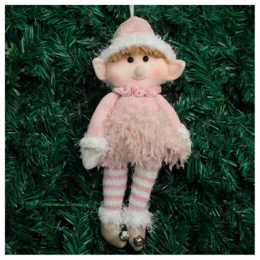 Imagem de Kit 2 Boneco Pendente Natal Duende Mamãe Noel Rosa 30cm