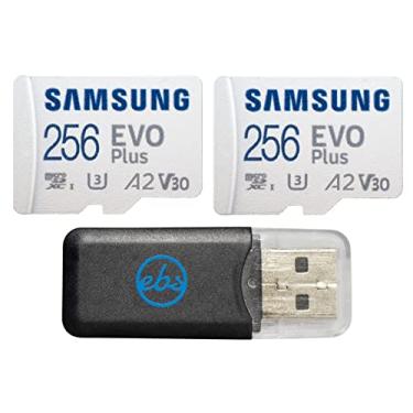 Imagem de Cartão de memória Samsung Evo Plus 256 GB MicroSD (pacote com 2) Funciona com GoPro Hero 9 Black (Hero9) 4K UHD, UHS-I, U1, Class 10, SDXC (MB-MC256KA) Pacote com (1) Leitor de micro cartão Stromboli