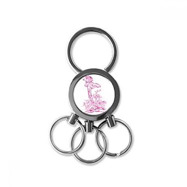 Imagem de Flor de lótus água aço inoxidável metal chaveiro anel chaveiro carro chaveiro clipe presente, Multicolorido.