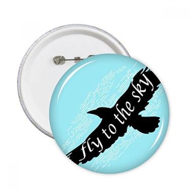 Imagem de Broche redondo natural com contorno de águia de animal preto, 5 peças