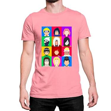 Imagem de Camiseta Algodão Anime Naruto Personagens T-Shirt Cor:Rosa;Tamanho:G