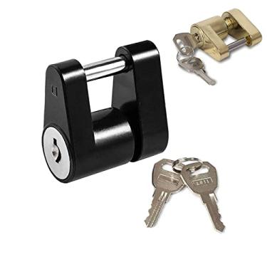 Imagem de Xodouhi Travas do acoplador do engate do reboque de reboque de 1/4 polegada trava de engate de reboque resistente trava de língua para reboque reboque acoplador de caminhão RV (Preto)