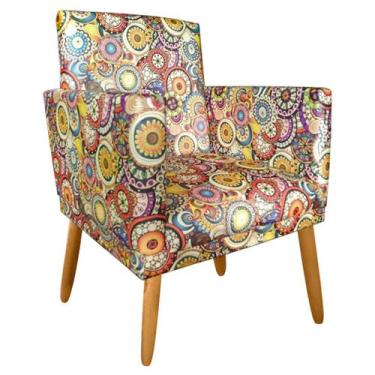 Imagem de Poltrona Cadeira Decorativa Nina Encosto Alto Rodapé Mosaico - Nina Ho