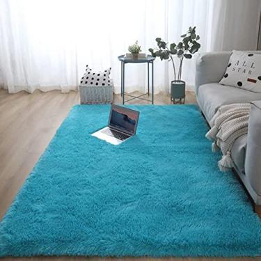 Imagem de Tapetes super macios e fofos, tapetes de área de pelúcia modernos para ambientes internos para sala de estar, quarto, quarto infantil, berçário, decoração de casa, tapete retangular durável antiderrapante 120 cm x 200 cm