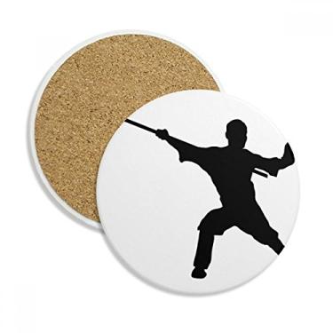 Imagem de Kung Fu Arte Marcial Chinesa Shaolin Canecas Porta-copos com proteção de mesa Pedra absorvente