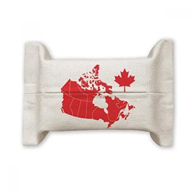 Imagem de Bolsa de linho de algodão com símbolo de folha de bordo vermelho do Canadá, mapa de país