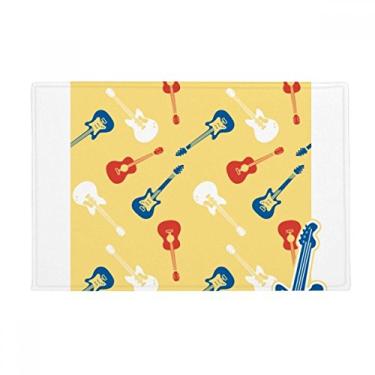Imagem de DIYthinker Tapete antiderrapante para porta de banheiro com estampa de música de guitarra amarela