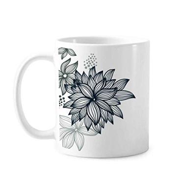 Imagem de Plantas de flores coloridas com padrão de grão de arte caneca cerâmica café porcelana louça