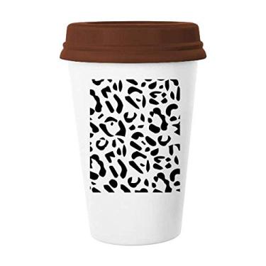 Imagem de Caneca de cerâmica com estampa de flor de leopardo, caneca de café com vidro para beber cerâmica