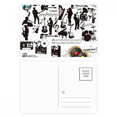 Imagem de Conjunto de cartões postais com estampa louca do festival de música de rock e cartão de agradecimento