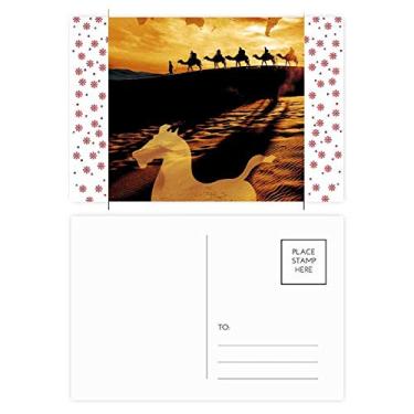 Imagem de Carta postal "Desert Along the Way to the Silk Road Mapa Camelo" Natal Flor Celebração Cartão postal Bênção