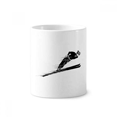 Imagem de Suporte para caneta de escova de dentes com estampa de esqui de inverno para esportes, caneca, suporte de cerâmica, copo lápis