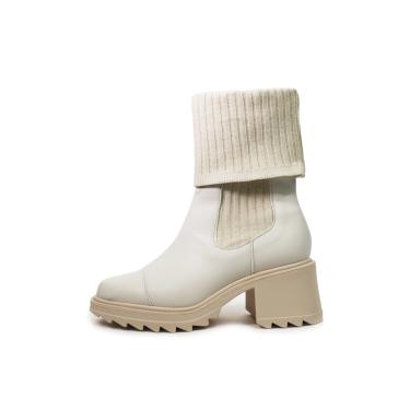 Imagem de Bota Meia Coturno Tratorada Damannu Shoes Luisa Off White  feminino