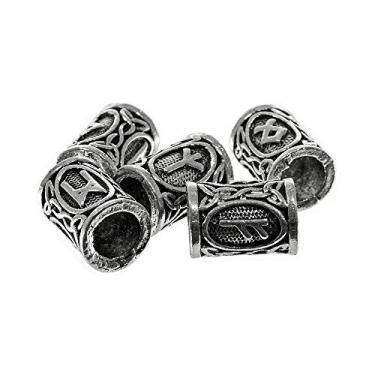 Imagem de Contas de tubo de runas viking de metal celta – para criar pulseiras, colares ou outras joias e acessórios (prata antiga, pacote com 100)