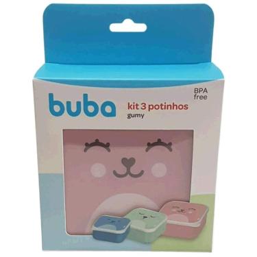 Imagem de Kit Com 3 Potinhos Gumy Rosa Buba 12603 Com Tampa 3 unidades