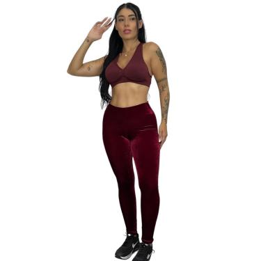 Imagem de calça veludo molhado legging feminina leg cintura alta fitness-Feminino