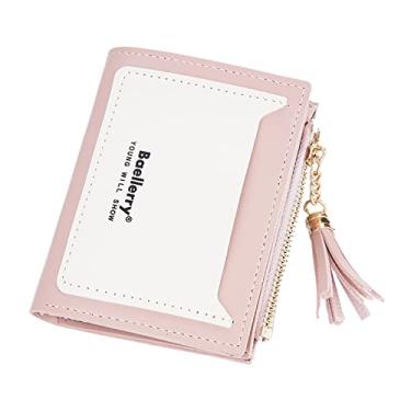 Imagem de Carteira pequena moderna com fivela de vários cartões carteiras de festa com zíper carteira clutch para mulheres, rosa, One Size