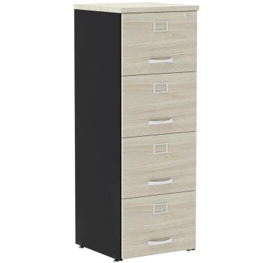 Imagem de Armário De Arquivo Oficio Pe25 Pandin 45,70 Cm Em Mdp Nogueira Casablanca E Preto 4 Gavetas