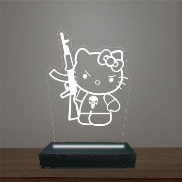 Imagem de Luminária Led 3d Hello Kitty Abajur Luxo