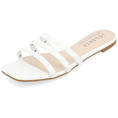 Imagem de Journee Collection Womens Camarie Slip On Slide Multi Strap Sandals White 9 Medium WOMENS US